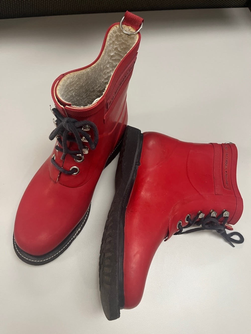 Ilse Jacobsen Hornbaek Red Lace-Up Rubber Rain Boots size 40